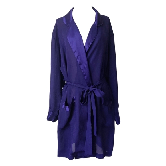 VICTORIA’S SECRET Purple Robe Kimono Vintage 90s Gold Label Size L - Picture 1 of 16